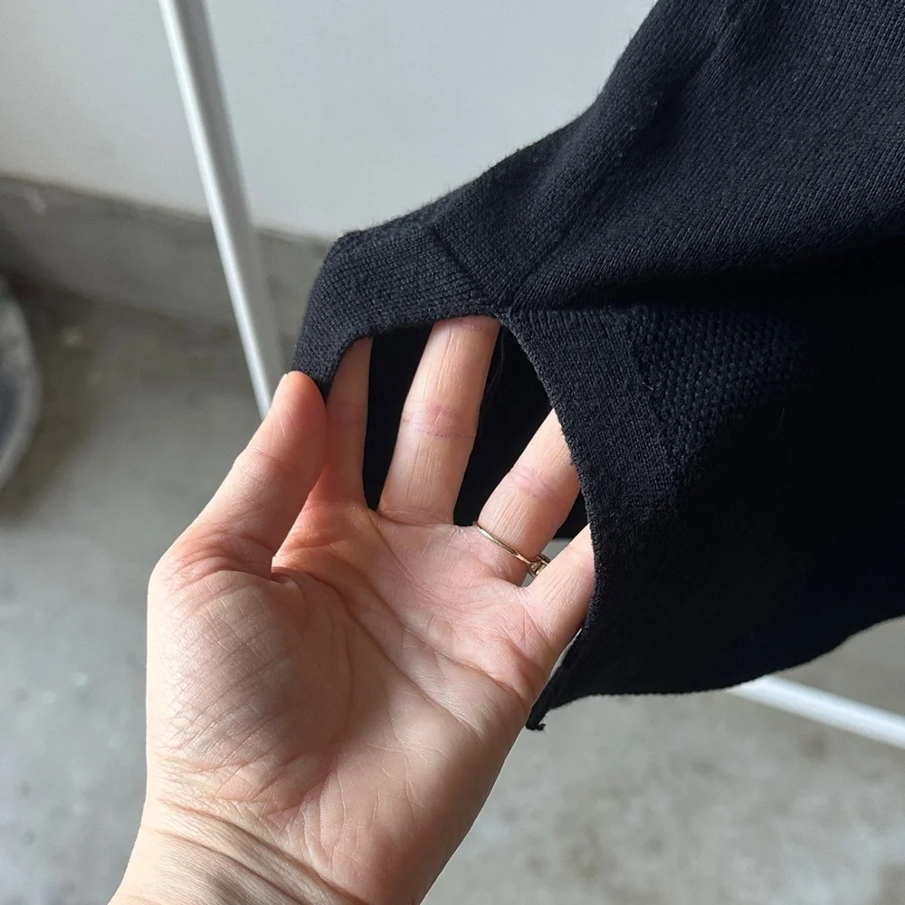 Pointelle Black Open Front Cardigan